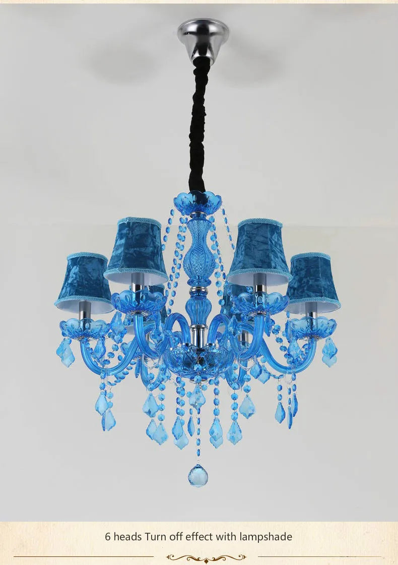 European Mediterranean Blue Crystal Chandelier