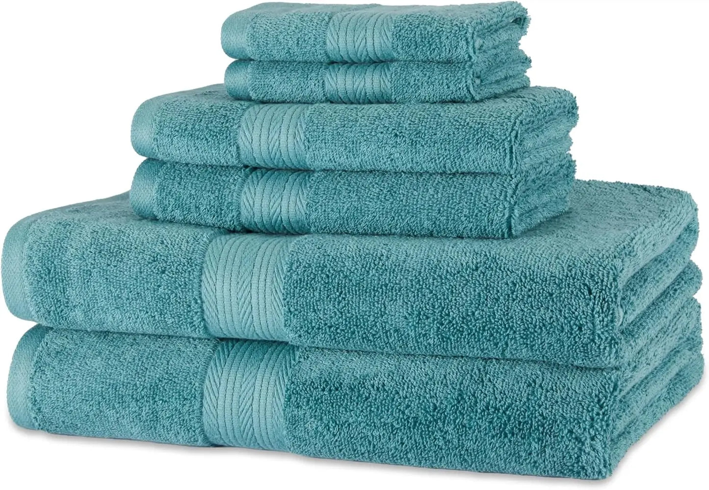 Gray towels from the Luxury 6-Piece Cotton Bath Towel Set, ideal for creating a modern aesthetic in your bathroom. Luxury cotton towel set.