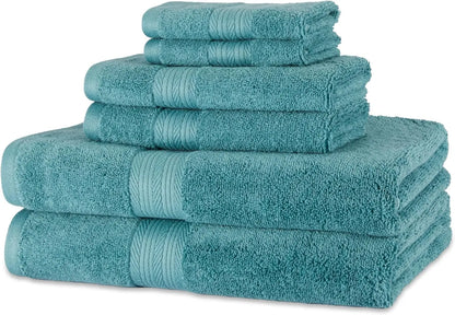 Gray towels from the Luxury 6-Piece Cotton Bath Towel Set, ideal for creating a modern aesthetic in your bathroom. Luxury cotton towel set.