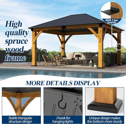 10 x 10 Gray Outdoor Wood Post Gazebo
