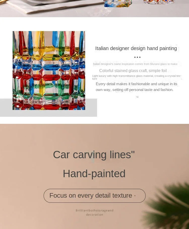 "The Rainbow Glossy" Handmade Lead-free Crystal Glass Whiskey Glass