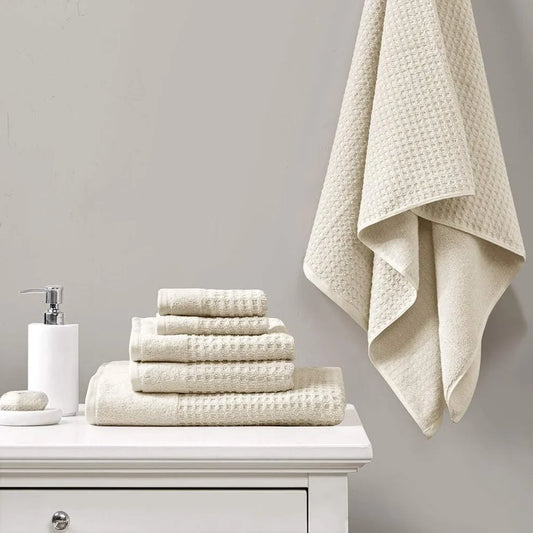 Modern Luxurious 100% Cotton Natural Color Bath Towel 6-Piece Set