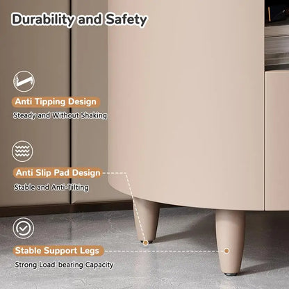 Minimalist & Modern Round Bedside Table with Storage Drawer