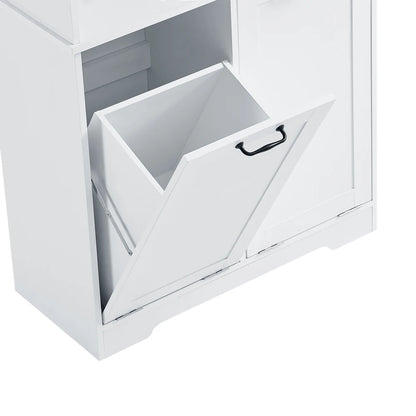 Contemporary 68" Freestanding White Open Hamper Cabinet