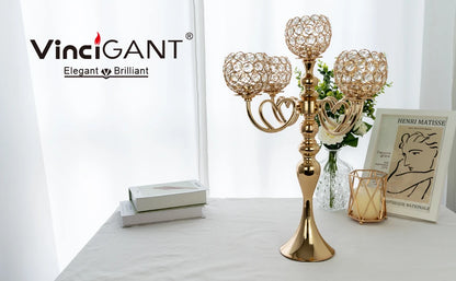 5~Arm Gold Heart Candelabrum