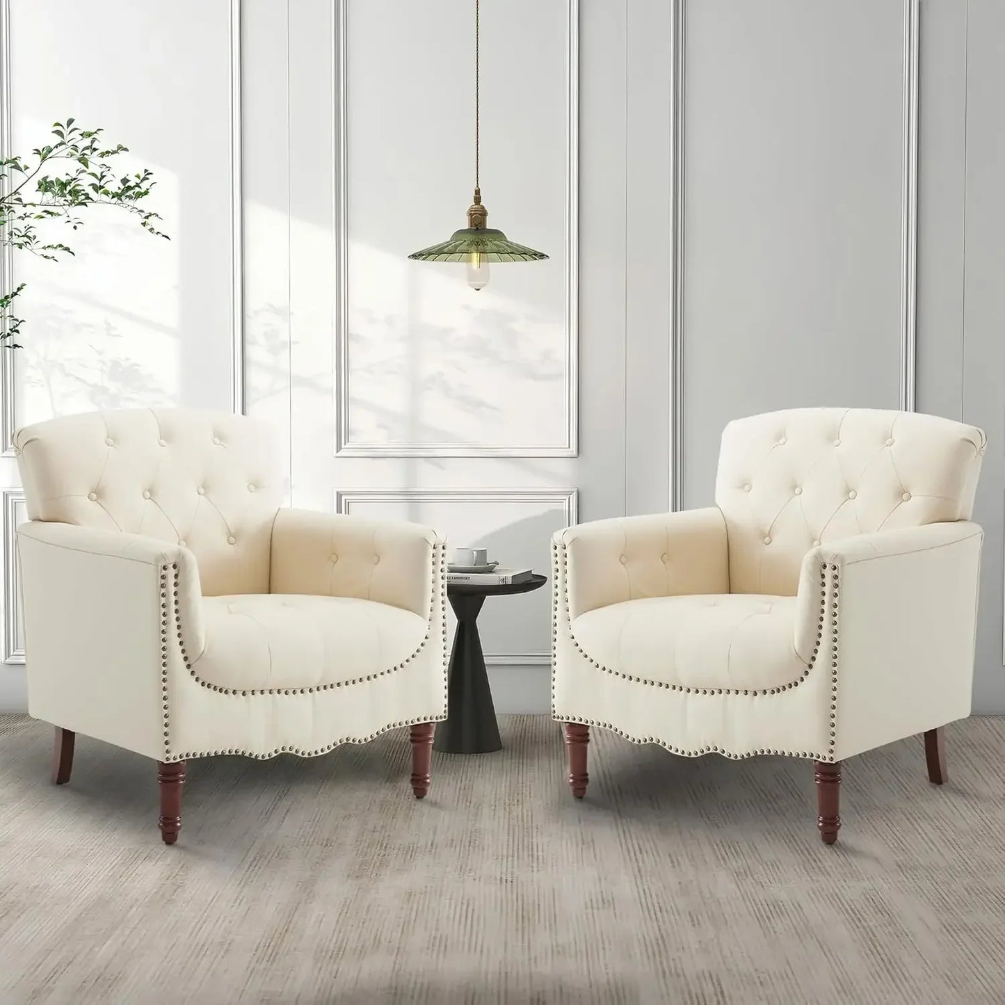Modern White/Ivory PU Leather Accent/Club Chair Set of 2