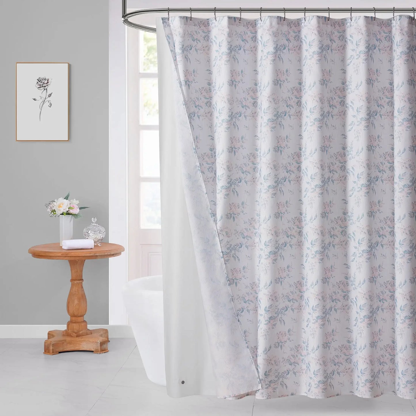 14-Piece Bright White Floral Bathroom Accessory Set