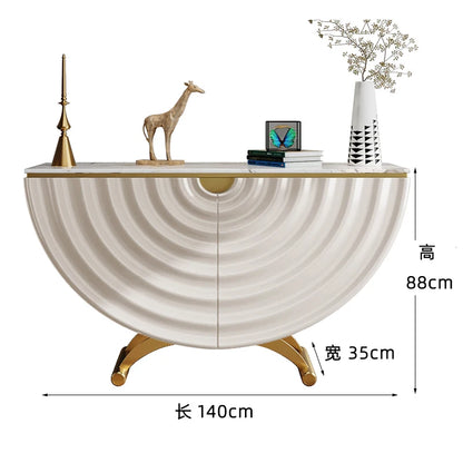 Modern, Luxurious & Stylish Semi-Circular Entrance Table w/Faux Marble Top