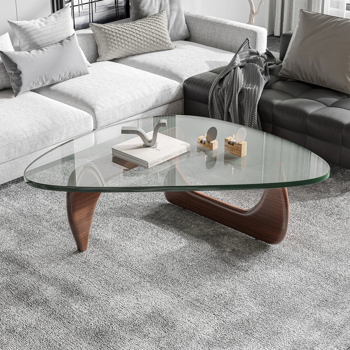 New Design Mid-century Style Triangle Glass Coffee Table