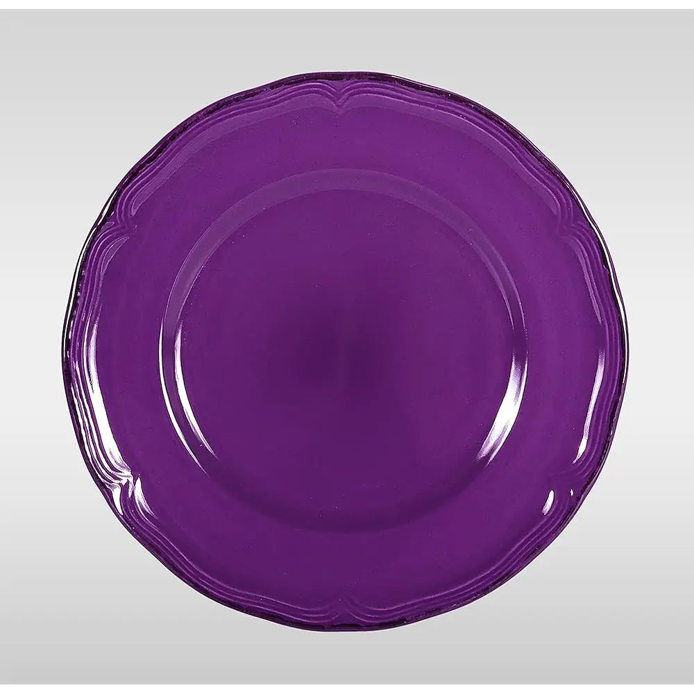 Complete view of the French Countryside Antique Purple Stoneware Dinnerware Set, showcasing all 20 pieces in this charming collection.