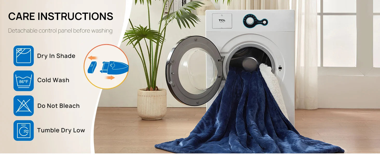 The Cozy Flannel Sherpa Electric Blanket featuring its foot pocket design for added comfort.