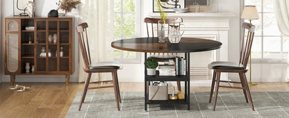 47" Round Solid Wood Dining Table for 4