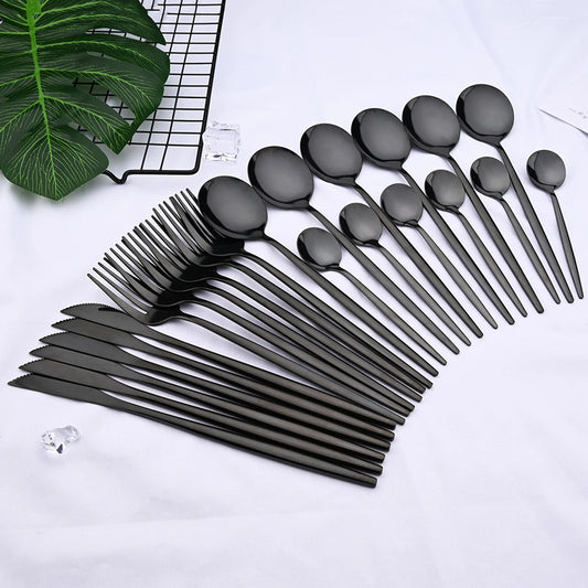 Modern 24-Piece Stainless Steel Tableware for 6