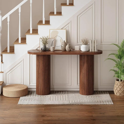 55" Fluted Entryway Table~Wood Console Table