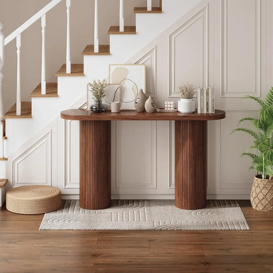 55" Fluted Entryway Table~Wood Console Table