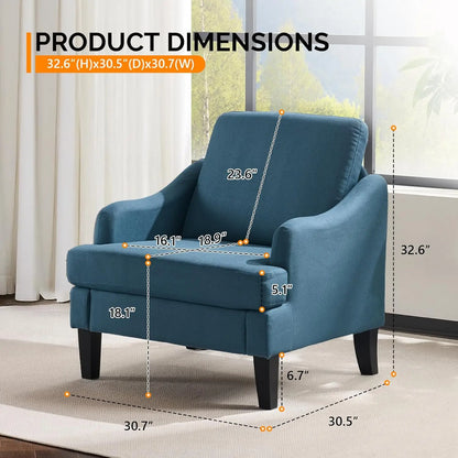 Versatile & Cozy Blue Linen Accent Chair ~ Set of 2