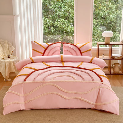 Transformative look of a bedroom with the Ultra Soft Microfiber Boho Bedding Set elegantly styled for a boutique feel.
