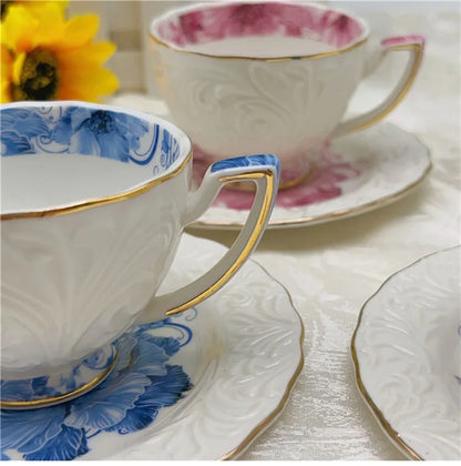 Exquisite Afternoon Tea Coffee Cup & Saucer Sets w/Gold Trim