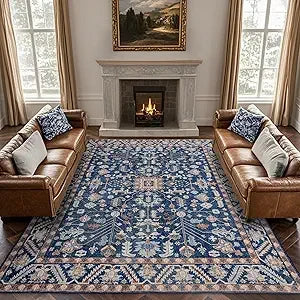 Modern & Soft  8' x 10' Low Pile Navy Blue Area Rug
