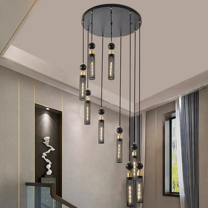 Modern Industrial 9-Light Pendant Lamp