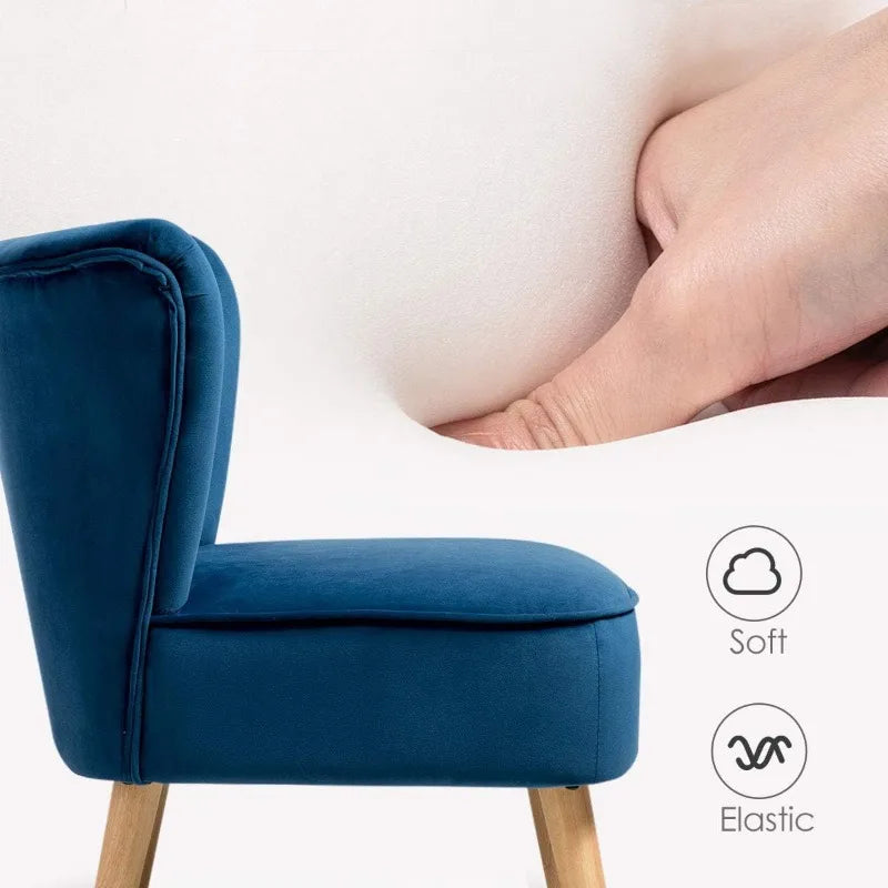 Ergonomic Retro Velvet Blue Leisure Chair
