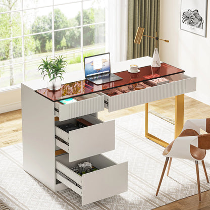 Modern & Versatile Computer Writing Desk w/4 Storage Drawers