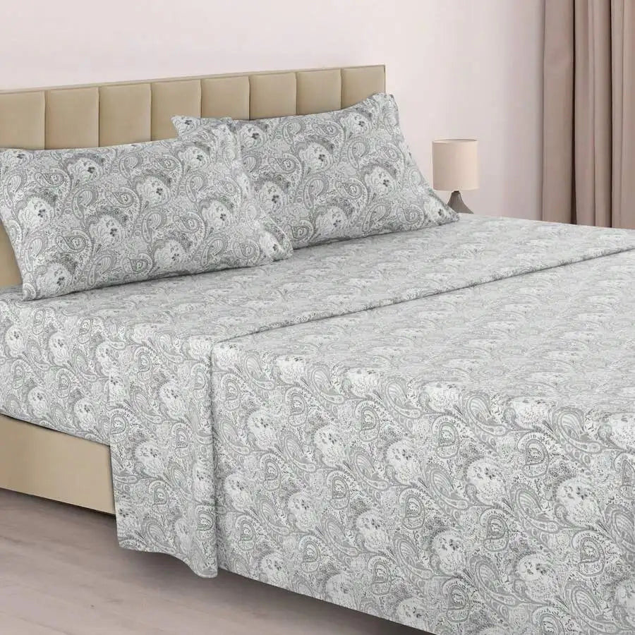 Paisley Microfiber Sheet Set, Bedding with 16-Inch Deep Pocket Fitted Sheet & Pillowcases – breathable brushed microfiber sheet set