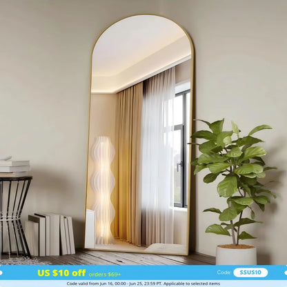 Modern 71" Tall Full Length Mirror w/Arched Top Design