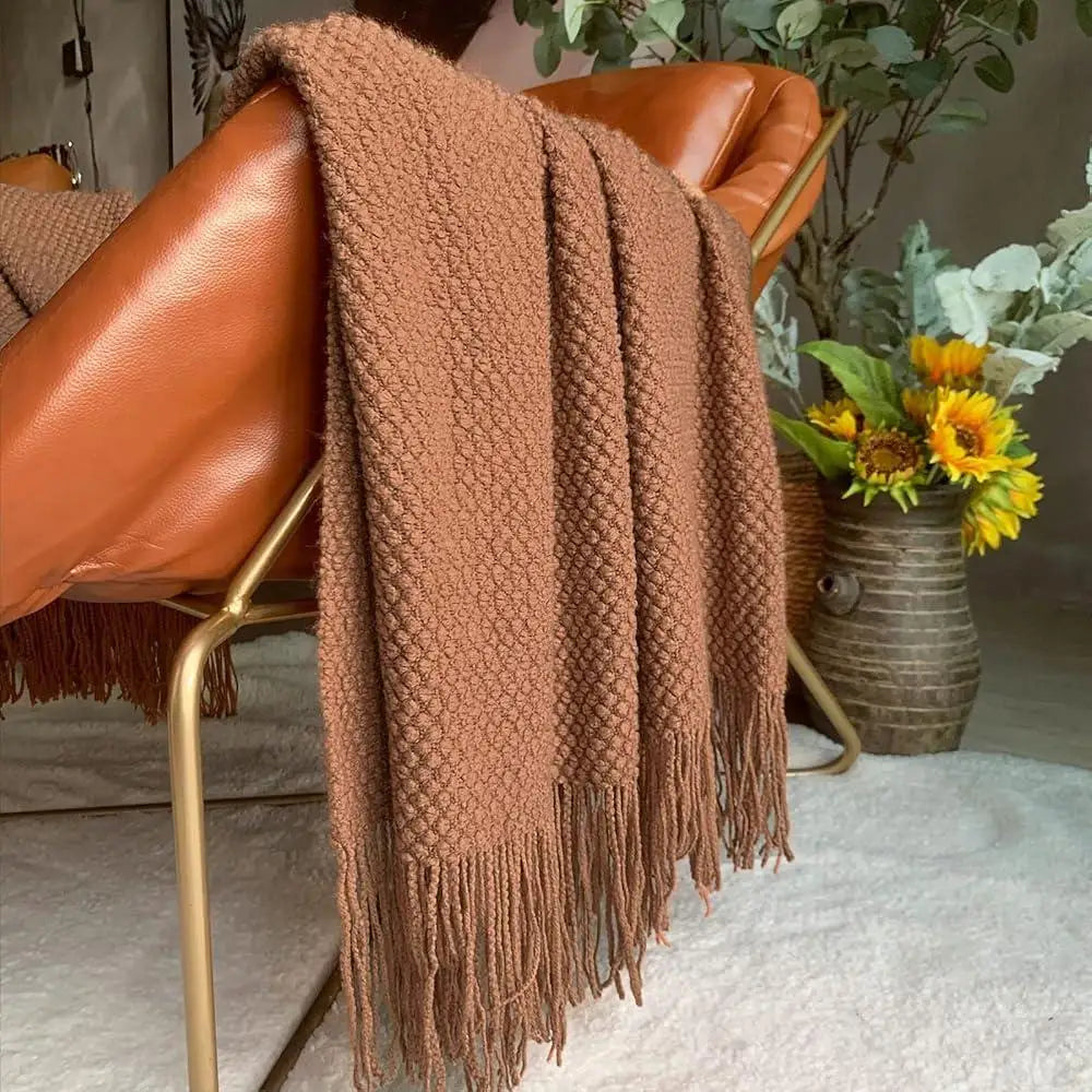 Lightweight Knitted Throw Blanket