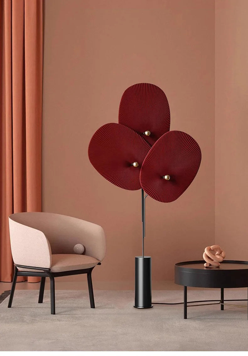 Elegant Modern Triple Floral Floor Lamp highlighting its energy-efficient LED light feature.