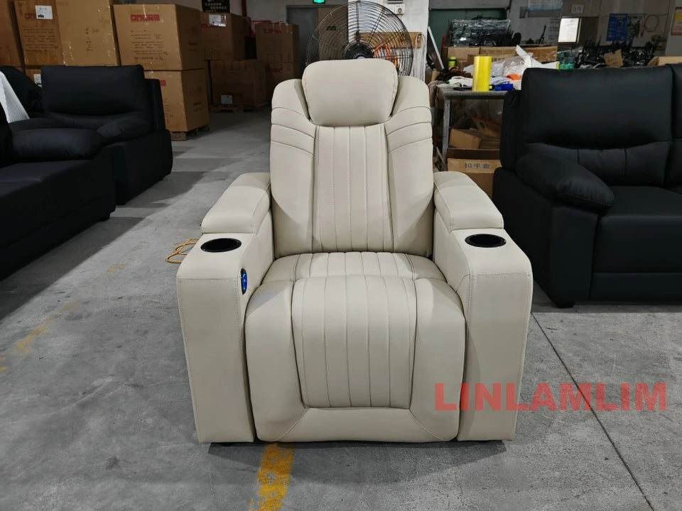 Modern Luxury Recliner Leather Sofa Chair for Living Room or Media Room