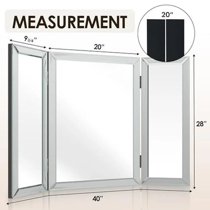 Beautiful & Modern Tri-fold Bathroom Wall Mirror