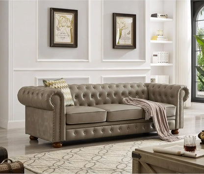 Classic & Luxurious 3-Seater Chesterfield Sofa w/Nailhead Trim