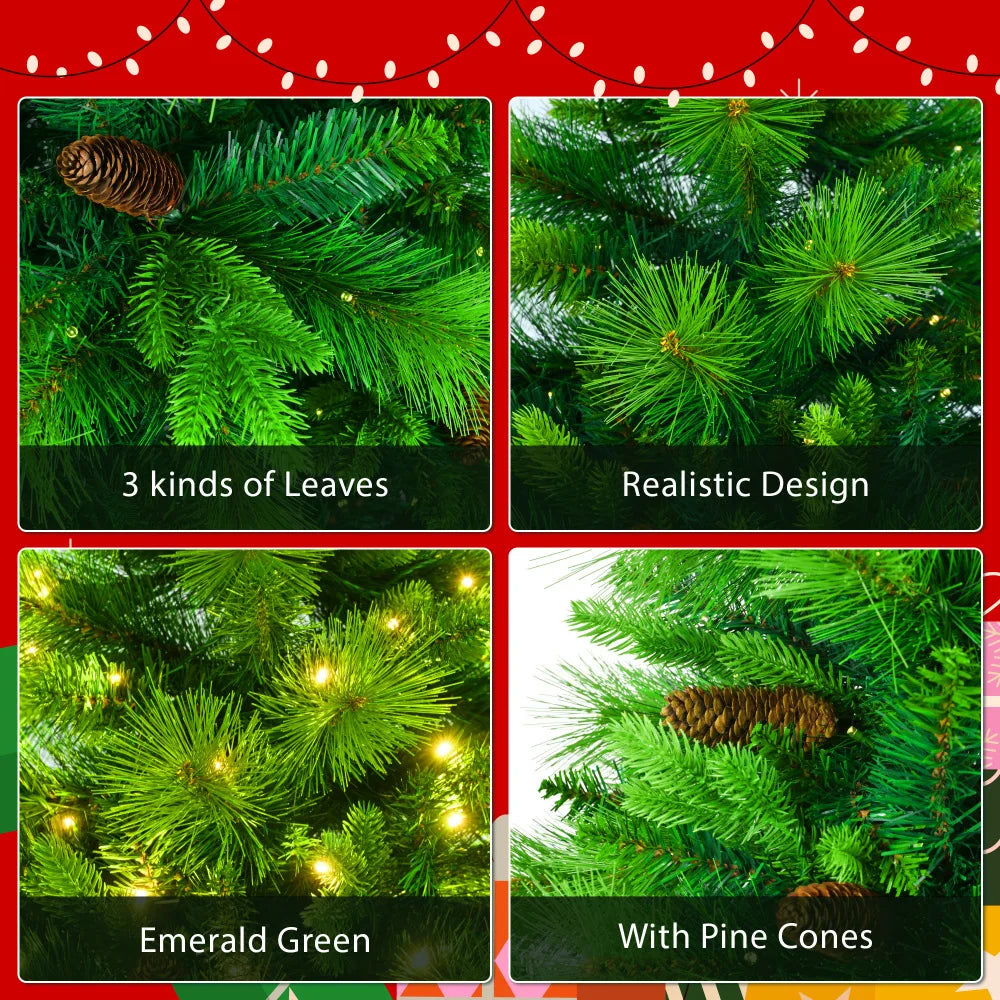 Artificial Emerald Green 6FT Christmas Tree Set w/Pine Cones
