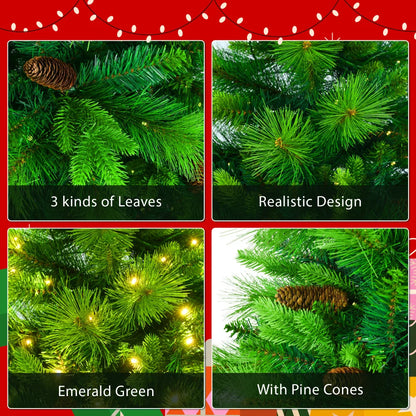 Artificial Emerald Green 6FT Christmas Tree Set w/Pine Cones