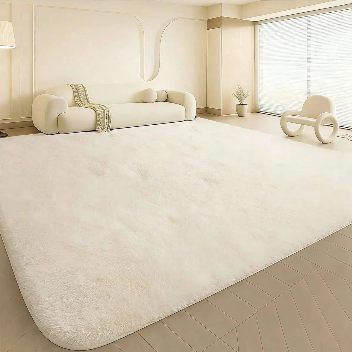 Fluffy Shag Area Rug displayed in a contemporary office setup for added comfort.