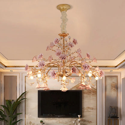 European Court Style LED Crystal Chandelier-Modern Rose Decoration