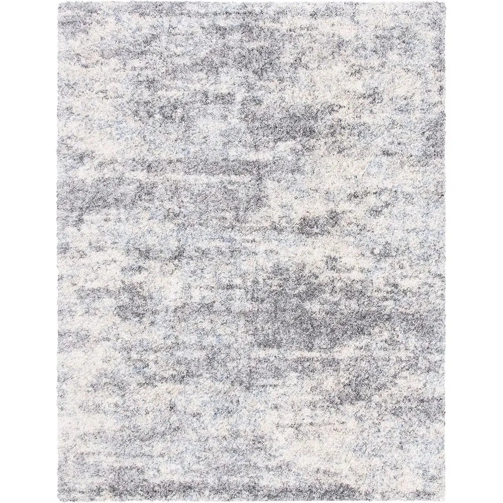 Corner view of the Luxury Grey Blue Shag Area Rug 9x12 – highlighting the soft, non-shedding material ideal for living room and bedroom decor.