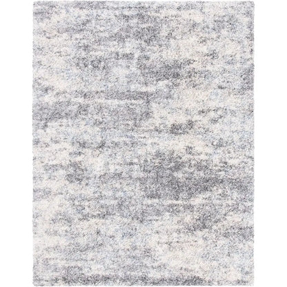 Corner view of the Luxury Grey Blue Shag Area Rug 9x12 – highlighting the soft, non-shedding material ideal for living room and bedroom decor.
