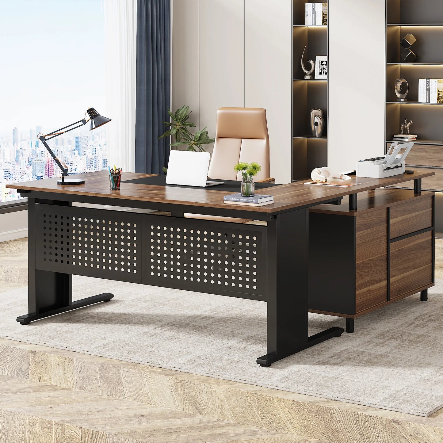 Modern 63" Executive Versatile L-shaped Desk