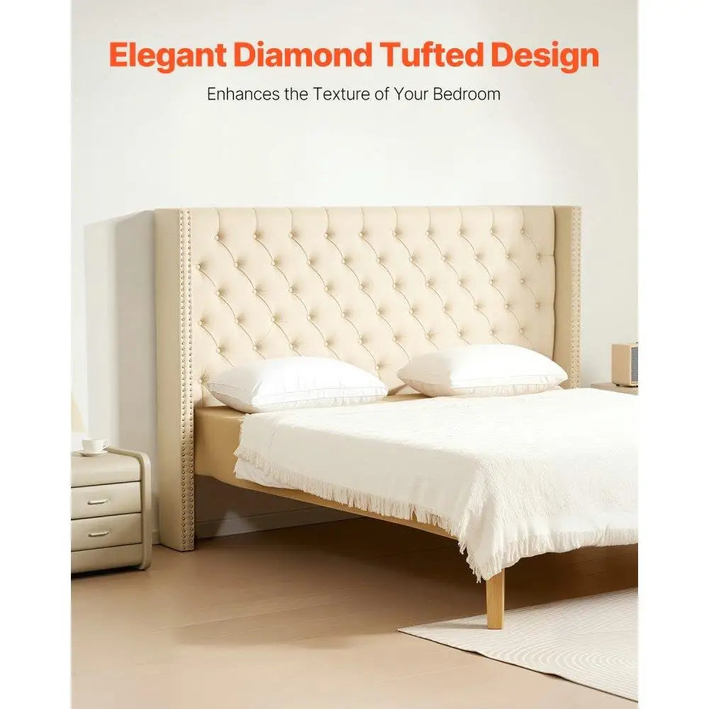 Elegant Diamond Tufted King Size Headboard