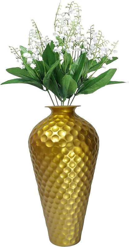 Modern Gold Metal Hammered Elegant Floor Vase