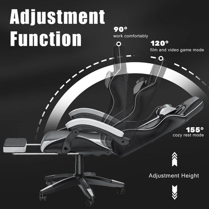 Ergonomic Design Tall Gaming Chair w/Footrest