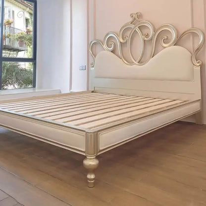European Style Queen/King Platform w/Crafted Headboard 