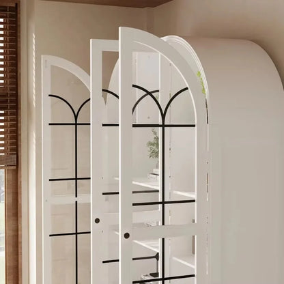 White Arched Curio Cabinet w/Glass Doors