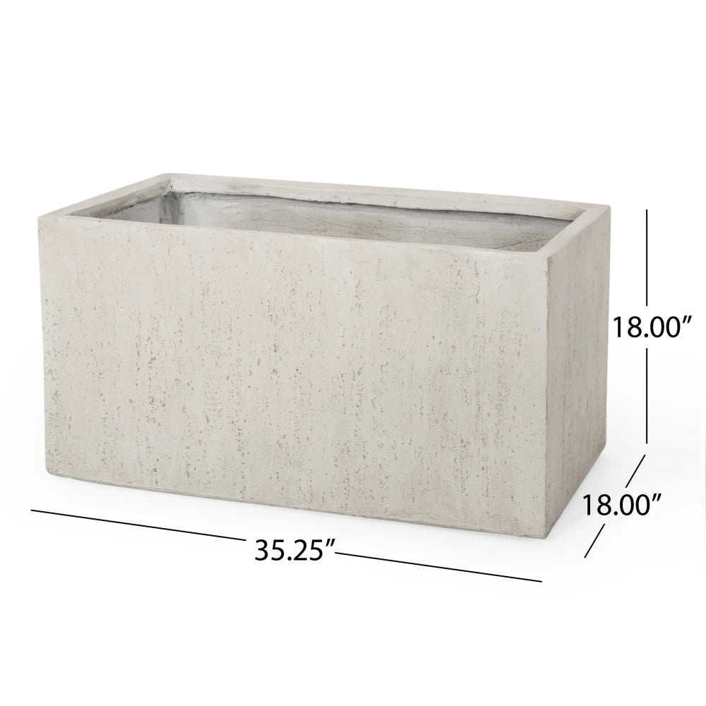Large Rectangular Stonelike White Outdoor Planter