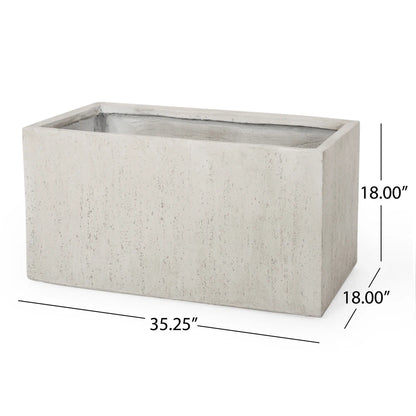 Large Rectangular Stonelike White Outdoor Planter