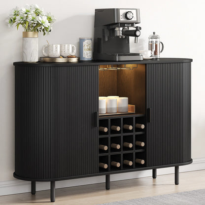 Spacious Wine Bar Cabinet/Coffee Bar Cabinet w/RGB Lights
