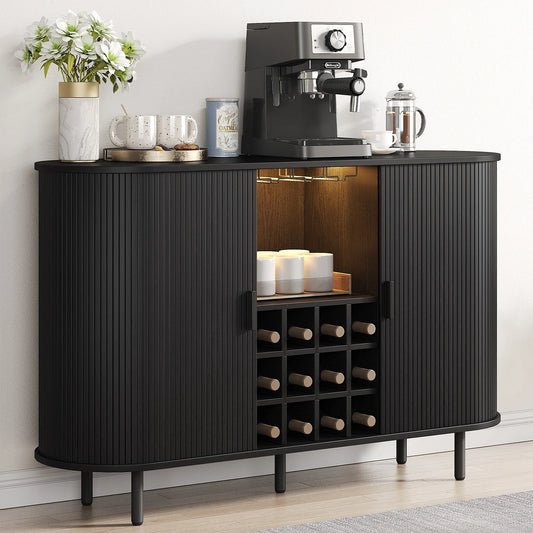 Spacious Wine Bar Cabinet/Coffee Bar Cabinet w/RGB Lights