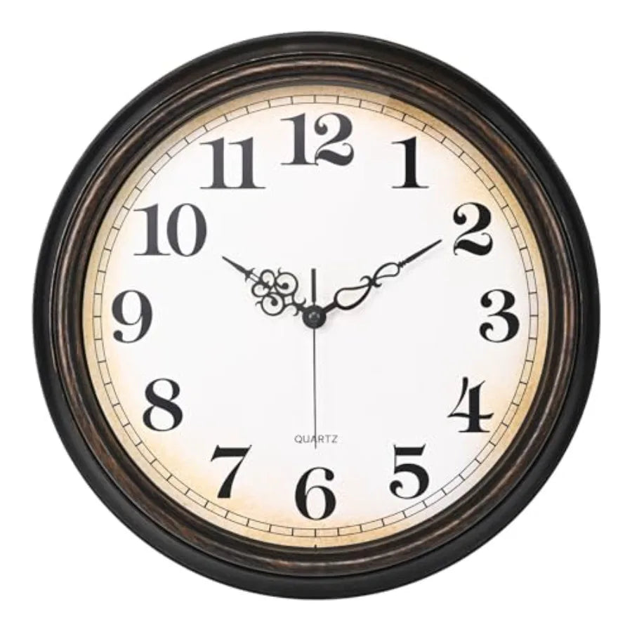 Rear view of Vintage Bronze Wall Clock, highlighting the battery compartment for easy use.